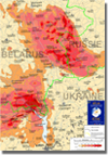 Miniature de la carte de contamination des sols dans le triangle Ukraine / Russie / Belarus